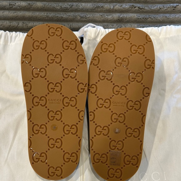 Gucci Tan and Brown Logo Slide Sandals - Picture 2 of 10